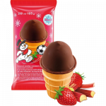 GLACE FRAISE-RHUBARBE ENROBE CHOCOLAT CONE 105G SNEGOWIK