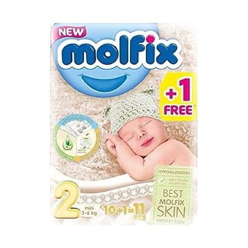 couches-bebe-t2-mini-3-6kg-x11-molfix-ar00265 COUCHES BEBE T2 (MINI) 3-6KG X11 MOLFIX – Image 1